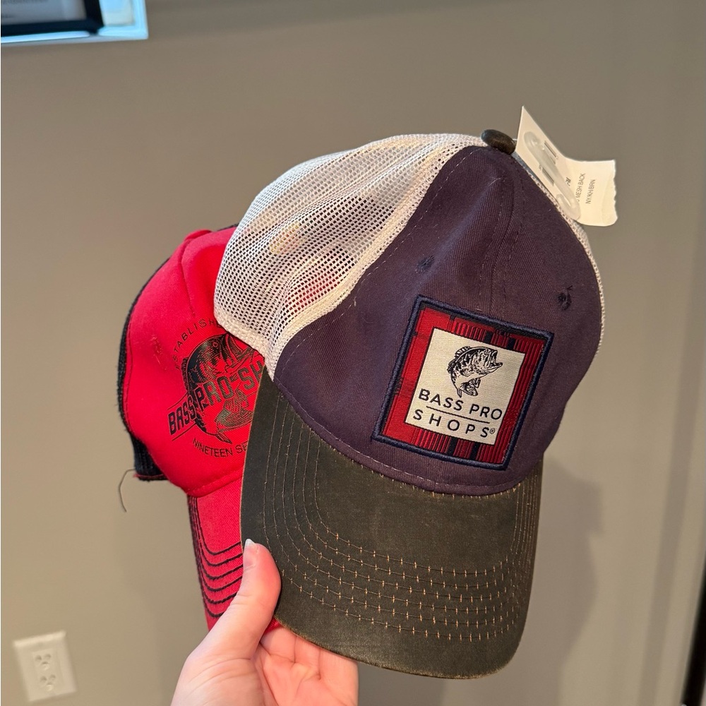 Bass Pro Shops Navy and Red Hat Duo
